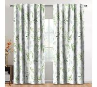 Kzzfqxb 107x160cm Leaves Curtains 2 Panels, Botanical Plants GreenLeaves Vines Willow Twigs Branches Wild Grasses Buds Window Drapes, Refreshing Lush Decor for Living Room Bedroom