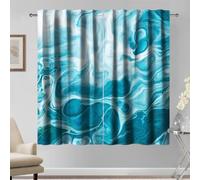 Kzzfqxb 107x160cm Marbel Texture Curtains 2 Panels, Modern Abstract Art Blue Milky Waterflow Deep Sea Wave Rod Pocket Window Drapes, Artistic Stylish Decoration for Living Room Bedroom