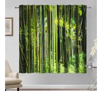 Kzzfqxb 117×138cm Bamboo Forest Curtains 2 Panels, Natural Landscape Green Bamboo Straight Slender Tall Trunk and Leaf Drapes for Living Room Bedroom, Light Insulated Noise Reduction