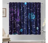 Kzzfqxb 117x138cm Galaxy Curtains, Blue Purple Night Starry Sky Planets Nebula Astrology Astronomy Print 2 Panels for Boys Kids Girls, Bedroom Living Room Window Drapes Dreamy
