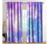 Kzzfqxb 117x138cm Rod Pocket Curtains 2 Panels, Dreamy Vast Universe Mysterious Galaxy Nebulas Exploring Space Light Filtering Window Drapes, Romantic Purple Decoration for Living Room Bedroom
