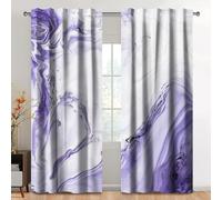 Kzzfqxb 117x138cm Rod Pocket Curtains 2 Panels, Modern Abstract Light Purple Milky Ocean Wave Vortex Water Flow Marble Pattern Window Drapes, Fashion Artistic Decoration for Bedroom Living Room