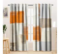 Kzzfqxb 117x138cm Rod Pocket Curtains 2 Panels, Modern Abstract Random Graffiti Paint Orange Grey Beige Joint Colors Window Drapes, Rustic Artistic Decoration for Bedroom Living Room