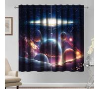 Kzzfqxb 117x138cm Space Curtains 2 Panels, Outer Space Universe Galaxy Planets Astrology Dark for Kids Boys Teens, Living Room Bedroom Drapes for Window Treatment