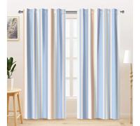 Kzzfqxb 117x229cm Modern Curtains 2 Panels, Blue White Yellow Striped Joint Colors Nordic Style Simple Window Drapes for Living Room Bedroom Navy Uniform Nautical Marine Style