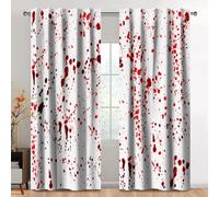 Kzzfqxb 140x229cm Rod Pocket Curtains 2 Panels, Halloween Spooky Murder Blood Splatter Bloody Kill, White Red Light Filtering Window Drapes, Horrible Party Decoration for Living Room Bedroom