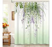 Kzzfqxb 183x198cm Shower Curtains with Hooks, Clean Fresh Hanging Vines Spider Plants with Green and Purple Leaves Occluded Waterproof for Bathtub, Polyester Fabric Bath Bathroom Natural Decoration