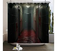 Kzzfqxb 183x213cm Shower Curtains with Plastic Hooks, Halloween Spooky Night Horror Chamber Haunted Bloody Dark Room Waterproof Polyester Fabric for Bathtub, Horrorible Party Decoration for Bathroom