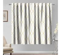Kzzfqxb 2 Panels 117x138cm Gold and White Curtains, Wave Lines Geometric Abstract Modern Ellipse Forms Simple Clean Printed Drapes, for Room Decor Durable