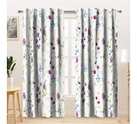 Kzzfqxb 2 Panels 132x214cm Floral Curtains, White Background Botanical Herb Purple Blue Wild Flowers Stems Daisy Weeds Window Drapes, Elegant Decor for Living Room Girls Bedroom Dining Room