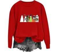 (L, 006* Red) Halloween Sweatshirts for Women UK Ladies Tops Funny Graphic Oversized Pullover Sweatshirt Ghost Print Fall Shirts Loose Blouse Baggy Jumper Hoodie Tr