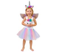 (L 10-12 years (130-140 cm)) Pastel floral unicorn costume for girls