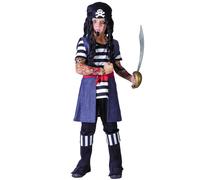 (L 10-12 years (130-140 cm)) Tattooed pirate costume for boys