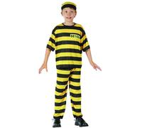 (L 10-12 years (130-140 cm)) Yellow prisoner costume for boys