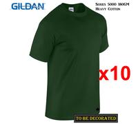 (L) 10 Packs Gildan T-SHIRT Basic Tee S - 5XL Small Big Men Heavy Cotton (Forest Green)