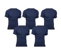 (L - 18) Bonds 5 Pack Crew Round Neck Raglan Blank Plain Basic Mens Navy Blue T-shirt Tee Top MB3937 NV2 Navy 2