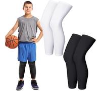 (L) 2 Pairs Leg Sleeves Basketball Leg Sleeve Full Length Leg Compression Sleeve Non Slip Uv Protection Cycling Leg Sleeves For Boy Girl Youth Basketball