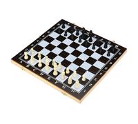 (L) 3-in-1 Folding Wood Chess Set Game Checkers Draughts Backgammon Toy Intelligence Development for Kids Adult