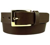 L (38-42), Dark Brown, Mens Quality Leather Belt With Gold Buckle - Made in UK (BD-0005-30-DKH-L)