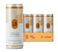 L.A Brewery Non-Alcoholic Ginger Sparkling Tea made from a Kombucha Fermentation (12x250ml) - Low Sugar | Wine & Champagne Alternative | Premium Aperitif or Mixer | Gift Pack