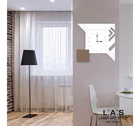 L:A:S Laser Art Style Wall Clock Modern Design for Kitchen Living Room, White/Grey Brown-Wood Engraving, 50x50 cm