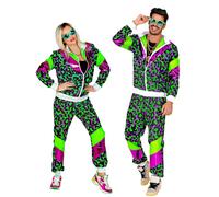 (L) Adult neon leopard print tracksuit costume