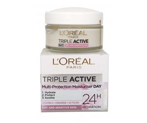 L'Oreal Triple Active Multi Protection Moisturiser 50ml Day Cream. Dry/Sensitive L'Oreal