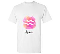 (L) Aquarius Zodiac Horoscope Astrological Pink Sign Men T Shirt Tee Top