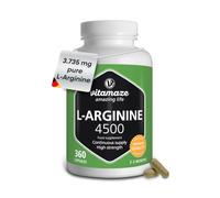 L Arginine 4500 mg, 360 Capsules for Sport Performance Booster, Supplements for Men and Women, Natural Supplement of Pure L Arginine Without Additives, Vitamaze