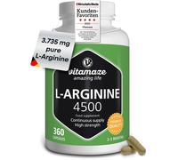 L Arginine 4500 mg, 360 Capsules for Sport Performance Booster, Supplements for Men and Women, Natural Supplement of Pure L Arginine Without Additives, Vitamaze