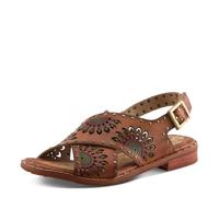 L`Artiste Crossroads Women’s Hand-painted Sandal with Cushioned Easy Fit, Brown Multi, 9.5-10
