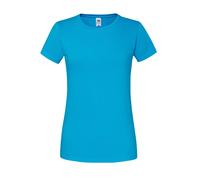 (L, Azure Blue) Fruit of the Loom Womens/Ladies Premium Ringspun Cotton Lady Fit T-Shirt