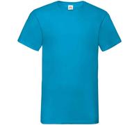 (L, Azure) Fruit of the Loom Mens Value V Neck T-Shirt