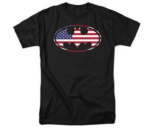(L, Black) Batman Mens American Flag T-Shirt