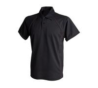 (L, Black/Black) Finden & Hales Mens Piped Performance Sports Polo Shirt