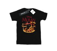(L, Black) Disney Mens Mulan Mushu Dragon Fire T-Shirt