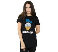 (L, Black) Disney Womens/Ladies Donald Duck Face Cotton T-Shirt