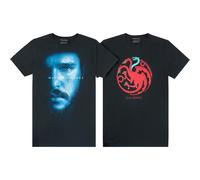 (L, Black) Game of Thrones Mens Ice And Fire Dragons Jon Snow T-Shirt (Pack of 2)