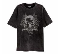 (L, Black/Grey) Batman Unisex Adult Acid Wash T-Shirt