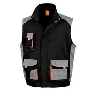 (L, Black / Grey / Orange) Result Mens Work-Guard Lite Workwear Gilet / Bodywarmer (Breathable And Windproof)