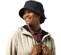 (L, Black) Jack Wolfskin Womens Summer All Round Visor Adjustable Chin Strap Sun Hat