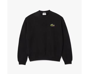 (L, Black) Lacoste Unisex Adult Accent Badge Fleece Loose Fit Sweatshirt