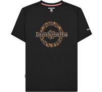 (L, Black) Lambretta Mens Paisley Logo Crew Neck Short Sleeve Retro T-Shirt Tee Top