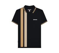 (L, Black/Nomad) Lambretta Mens Vertical Stripe Polo Shirt