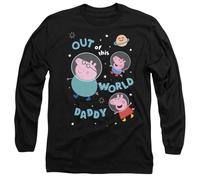 (L, Black) Peppa Pig Unisex Adult Out Of This World Daddy Pig Long-Sleeved T-Shirt