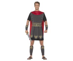 (L, Black/Red/Grey) Smiffys Mens Roman Gladiator Costume Set
