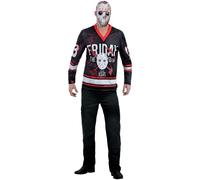 (L, Black/Red) Smiffys Mens Friday The 13th Hockey Costume Top
