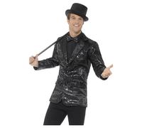 (L, Black) Smiffys Mens Sequin Costume Jacket