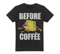 (L, Black) SpongeBob SquarePants Mens Before Coffee Meme T-Shirt