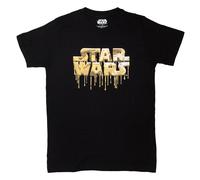 (L, Black) Star Wars Gold Drip Logo T Shirt